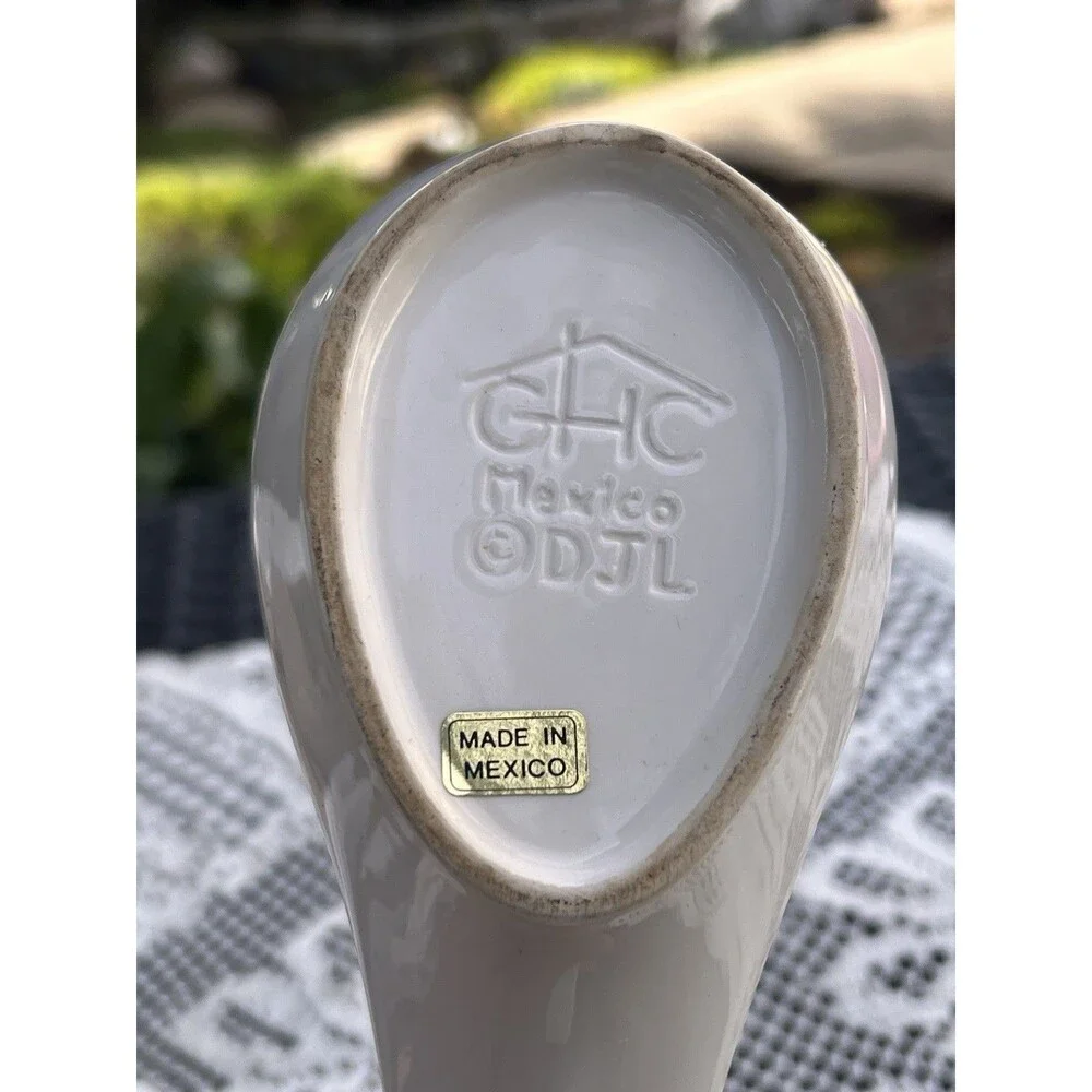 1990s Vintage Floral Ceramic Spoon Rest GHC Mexico Country Kitchen Decor